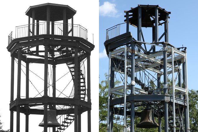 An 1857 cast-iron watchtower still rises over Harlem