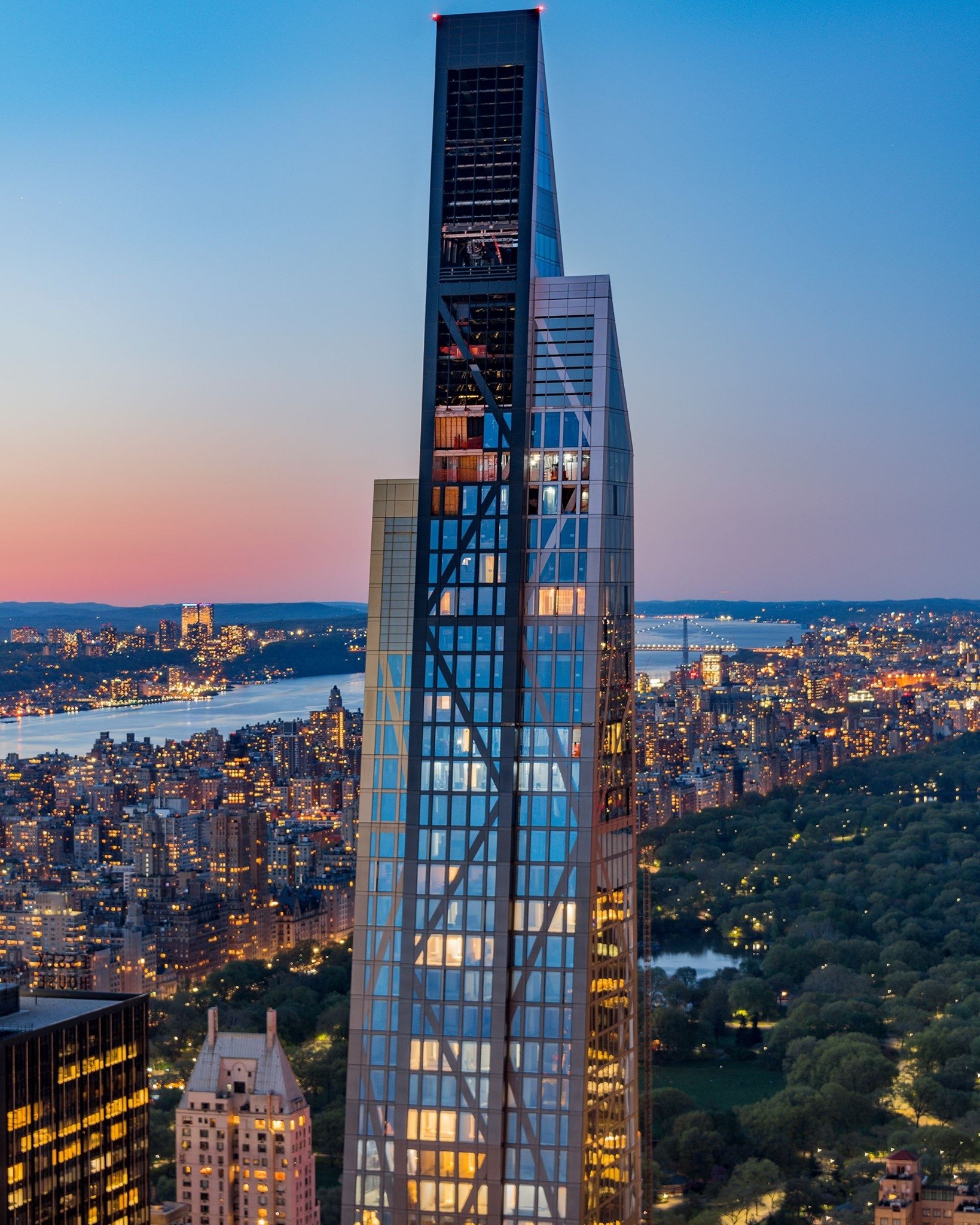 a very tall building with a lot of lights on it