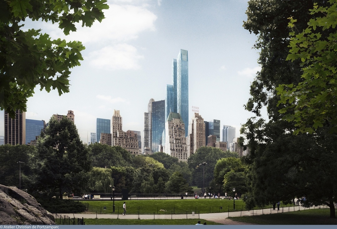 a view of a city with skyscrapers and trees