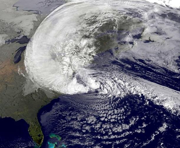 a satellite image of a storm in the ocean