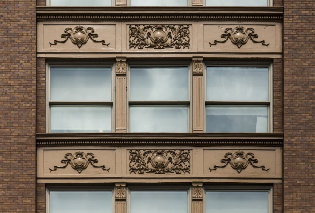 a large building with many windows and decorative decorations