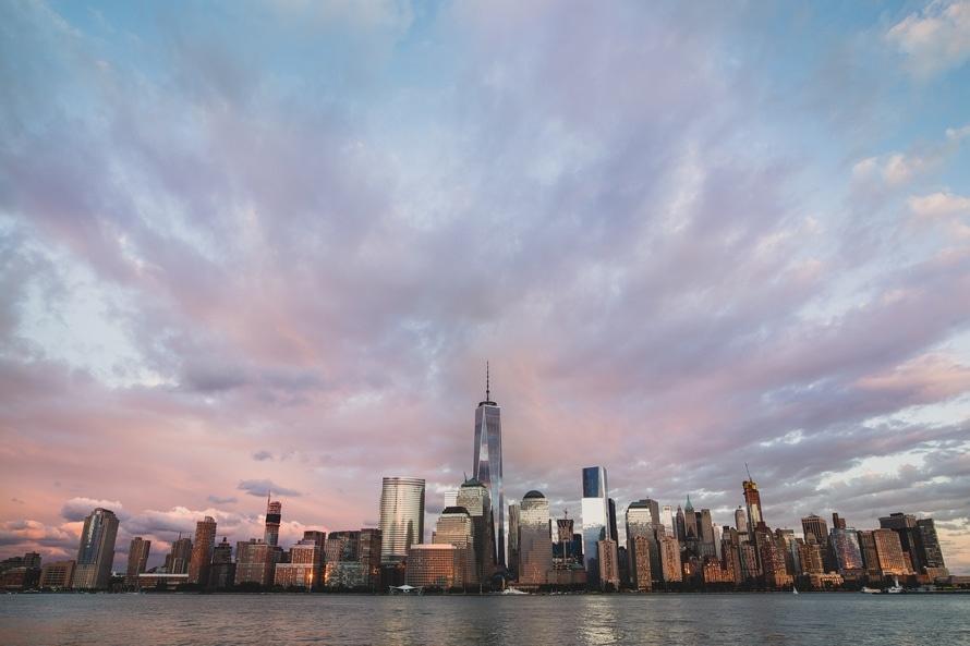 the skyline of a large city with tall buildings