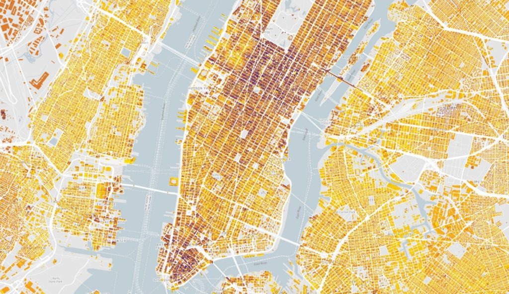 a map of new york city in yellow and brown