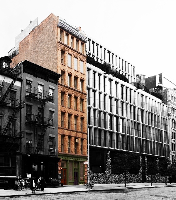 a black and white photo of buildings in the city