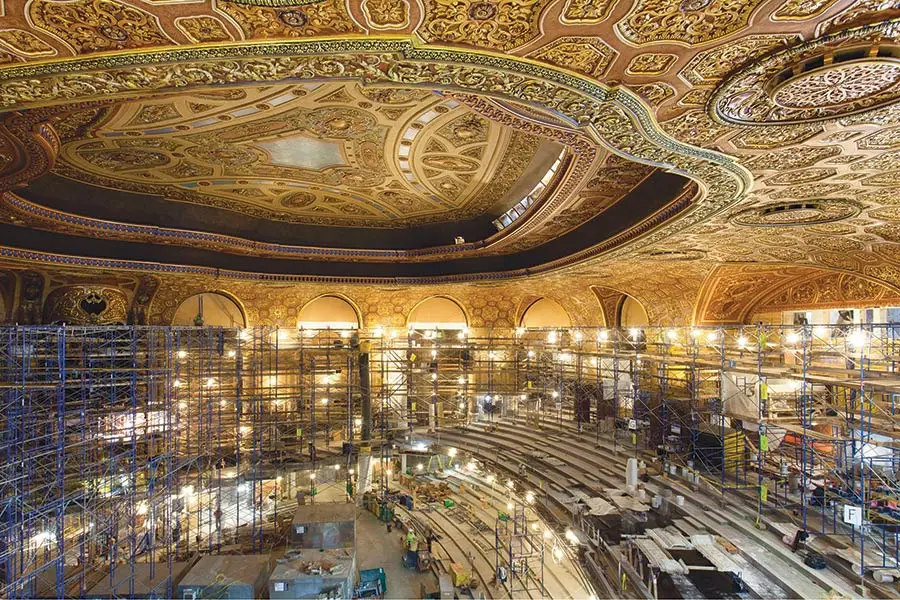 a large building with many scaffolding around it