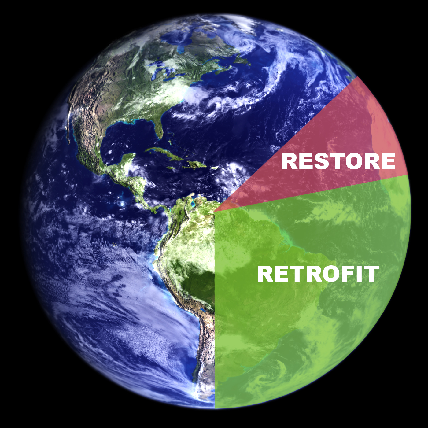the earth with three sections labeled in red, green and blue